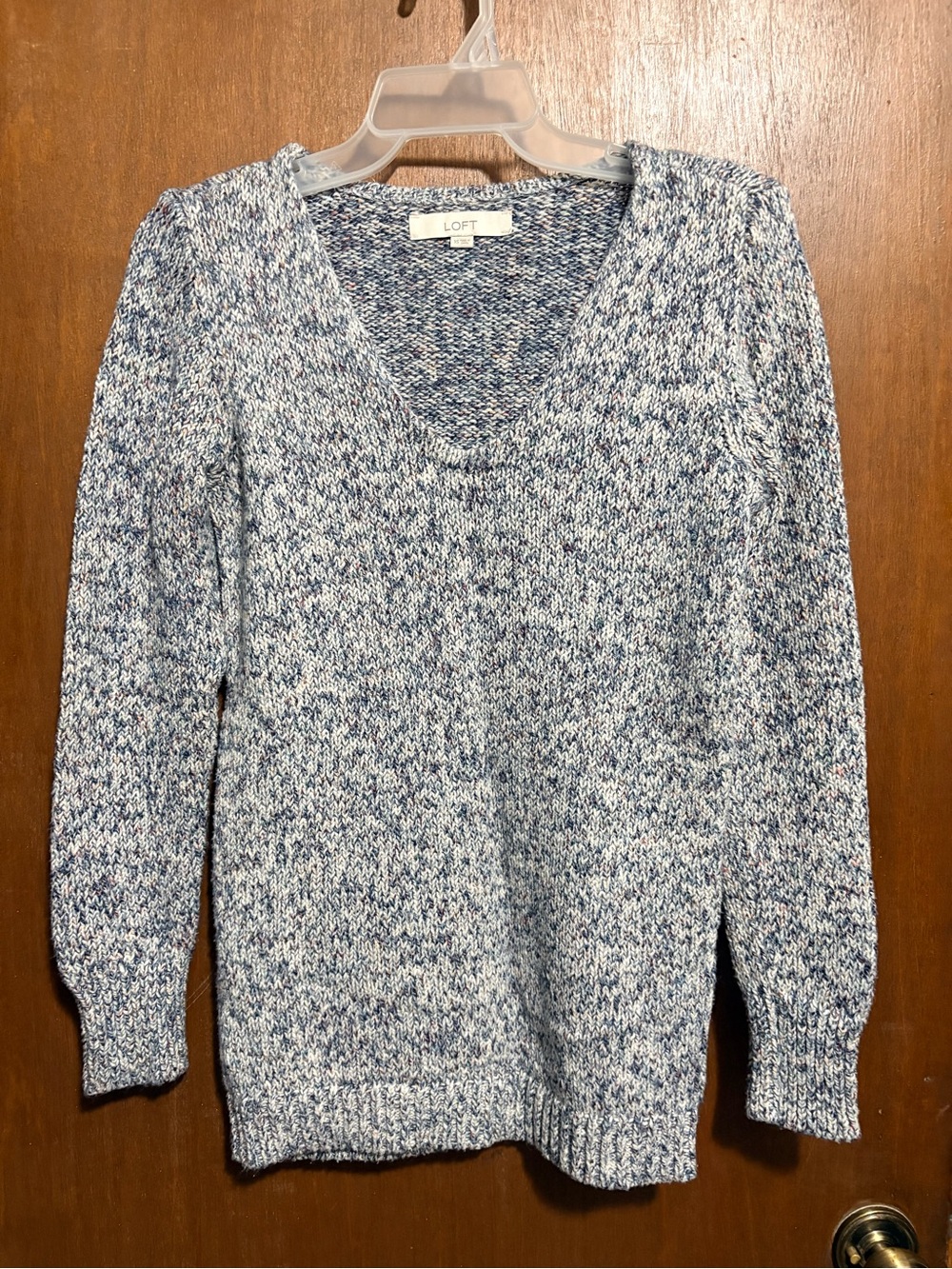 LOFT Blue Marled V-Neck Sweater